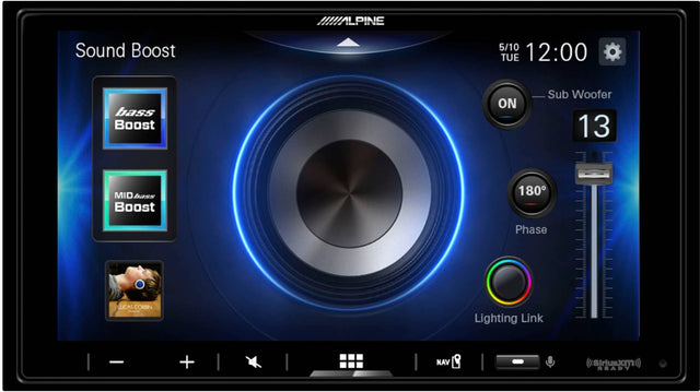Front. Alpine - 7"  Android Auto and Apple CarPlay Bluetooth Digital Media Receiver - Black.