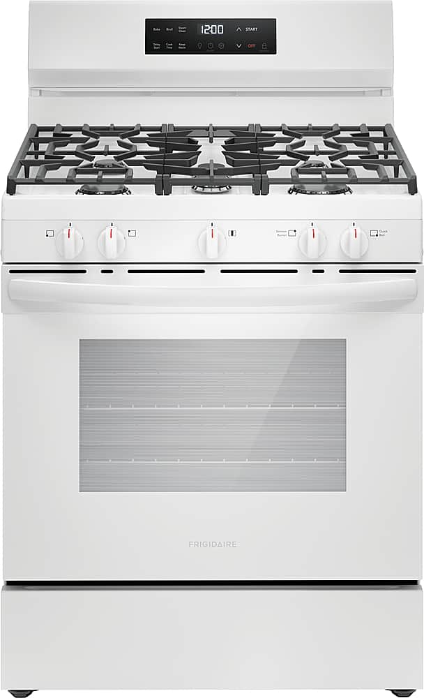 Frigidaire - 30 in. Wide 5 burners 5.1 Cu. Ft. Freestanding Gas Range with Quick Boil - White