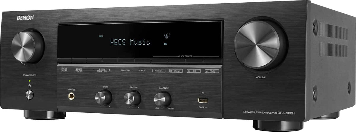 Denon - DRA-900H 100W 2.2-Ch. Bluetooth Capable with HEOS 8K Ultra HD HDR Compatible Stereo Receiver with Alexa - Black