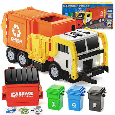 Joyfy - 16" Lights and Sounds Large Garbage Truck Toys for Boys, Realistic Trash Truck Toy, Toy Truck Christmas Birthday Gifts