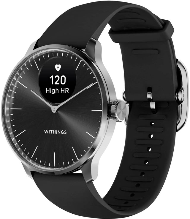Front. Withings - ScanWatch Light -  Daily Health Hybrid Smartwatch - 37mm - Black/Silver.