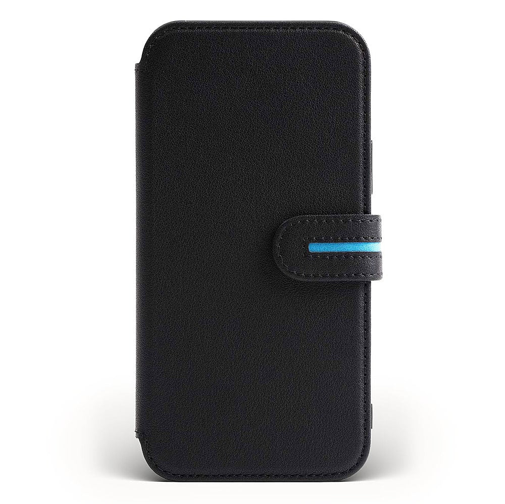 Bluebonnet - iPhone 15 Pro Max Case Folio, Calfskin Leather, Magsafe Compatible, Wireless Charging, Designed for Organization - Black