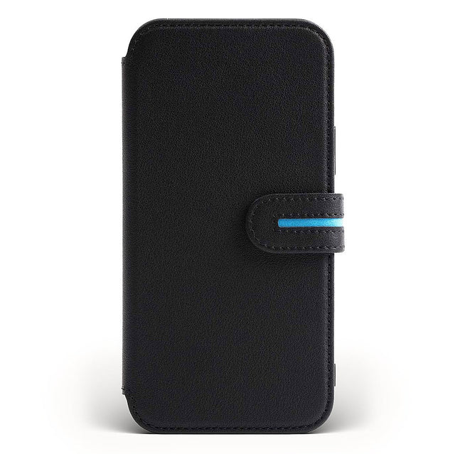 Front. Bluebonnet - Leather Folio Case with MagSafe for Apple iPhone 15 Pro Max - Black.