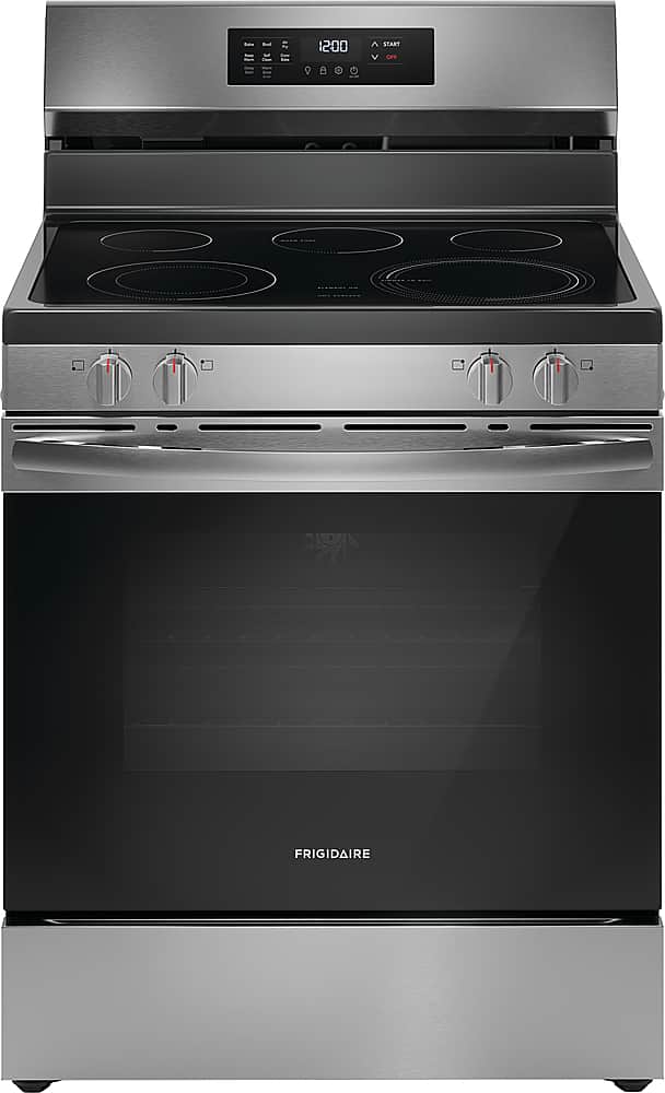 Front. Frigidaire - Frigidaire 5.3 Cu. Ft. Freestanding Electric Range with Air Fry - Stainless Steel.