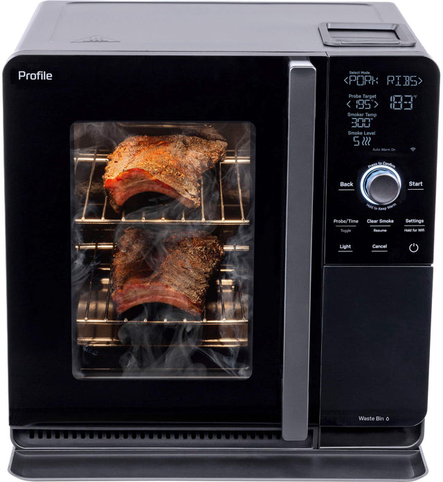 Front. GE Profile - Smart Indoor Smoker - Black.
