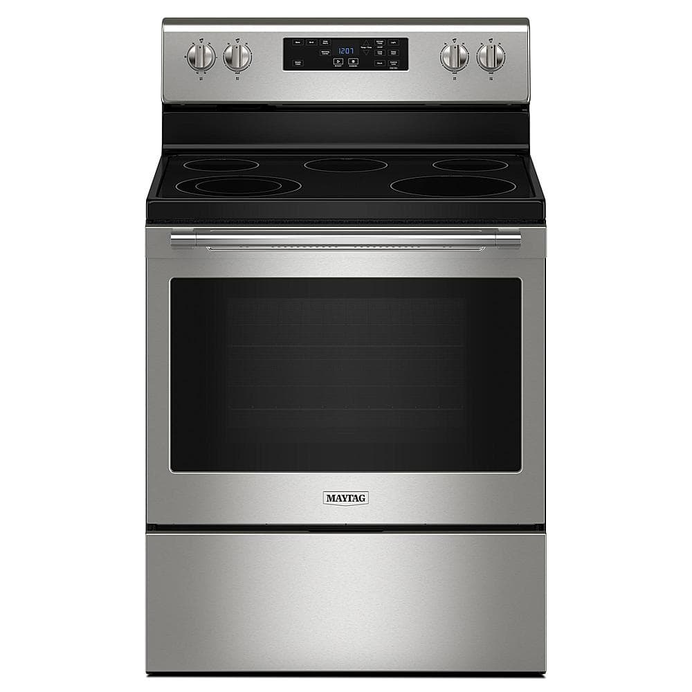 Maytag - 30 in. Wide 5 element 5.3 cu. ft. Freestanding Electric Range with Steam Clean - Stainless Steel
