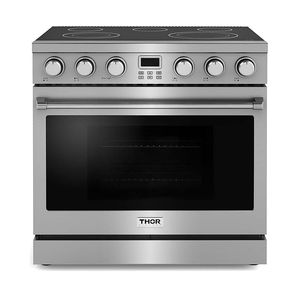 Thor Kitchen - 36 in. Wide 5 Elements 6.0 Cu. Ft. Freestanding Electric Convection Range - Silver