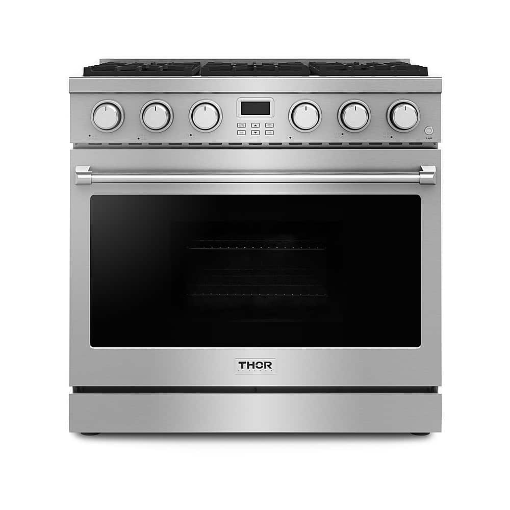 Thor Kitchen - 36 in. Wide 6 Burner 6.0 Cu. Ft. Freestanding Gas Convection Range - Stainless Steel