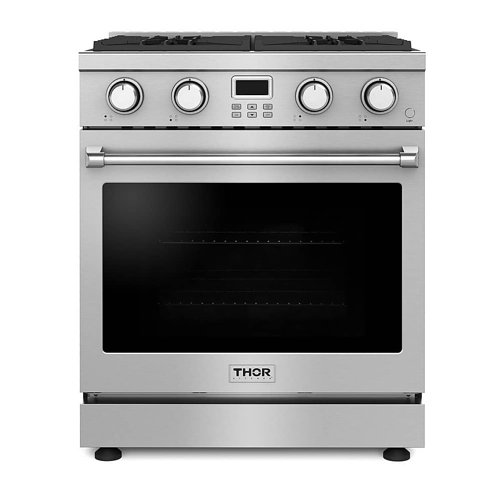 Thor Kitchen - 30 in. Wide 4 burner 4.8 Cu. Ft. Freestanding Gas Convection Range - Stainless Steel