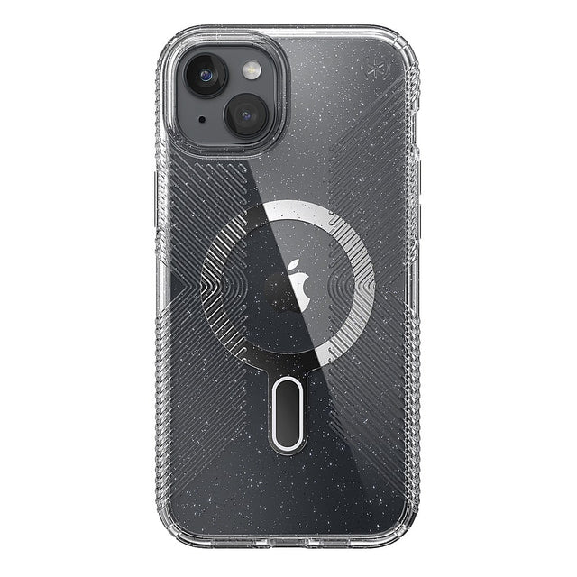 Front. Speck - Presidio Lux Grip ClickLock Case with MagSafe for Apple iPhone 15 Plus/14 Plus - Clear/Glitter.