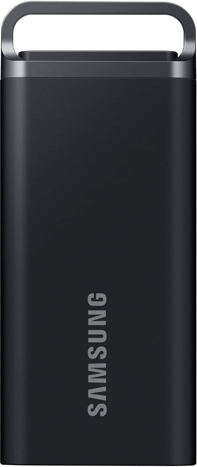 Front. Samsung - T5 EVO Portable SSD 8TB, Up to 460MB/s , USB 3.2 Gen 1, Ideal use for Gamers & Creators - Black.