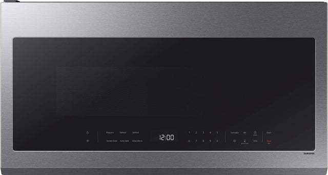 Front. Samsung - 2.1 Cu. Ft. Over-the-Range Microwave with Sensor Cooking and Wi-Fi Connectivity - Stainless Steel.