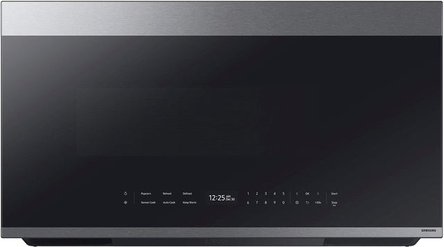 Front. Samsung - Bespoke 2.1 Cu. Ft. Over-the-Range Microwave with Sensor Cooking and Auto Dimming Glass Touch Controls - Stainless Steel.