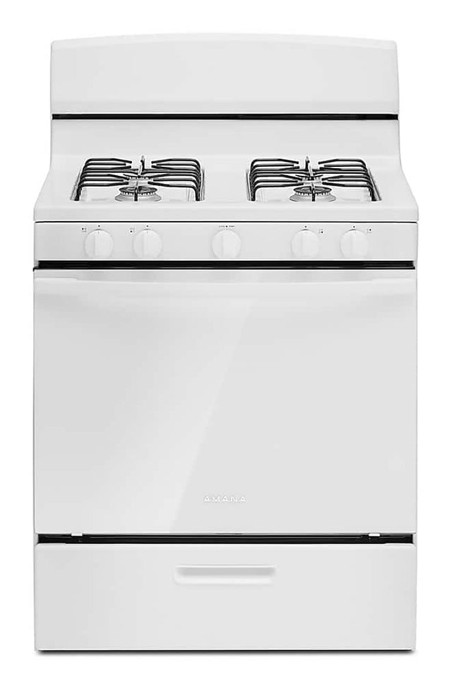 Front. Amana - 5.0 Cu. Ft. Freestanding Single Oven Gas Range with Easy-Clean Glass Door - White.