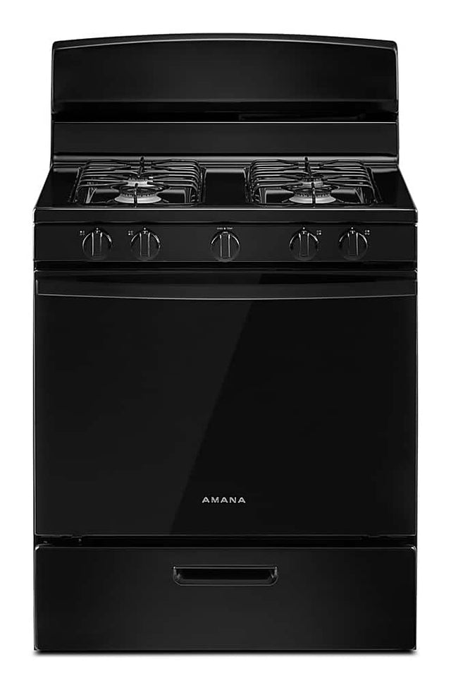 Front. Amana - 5.0 Cu. Ft. Freestanding Single Oven Gas Range with Easy-Clean Glass Door - Black.
