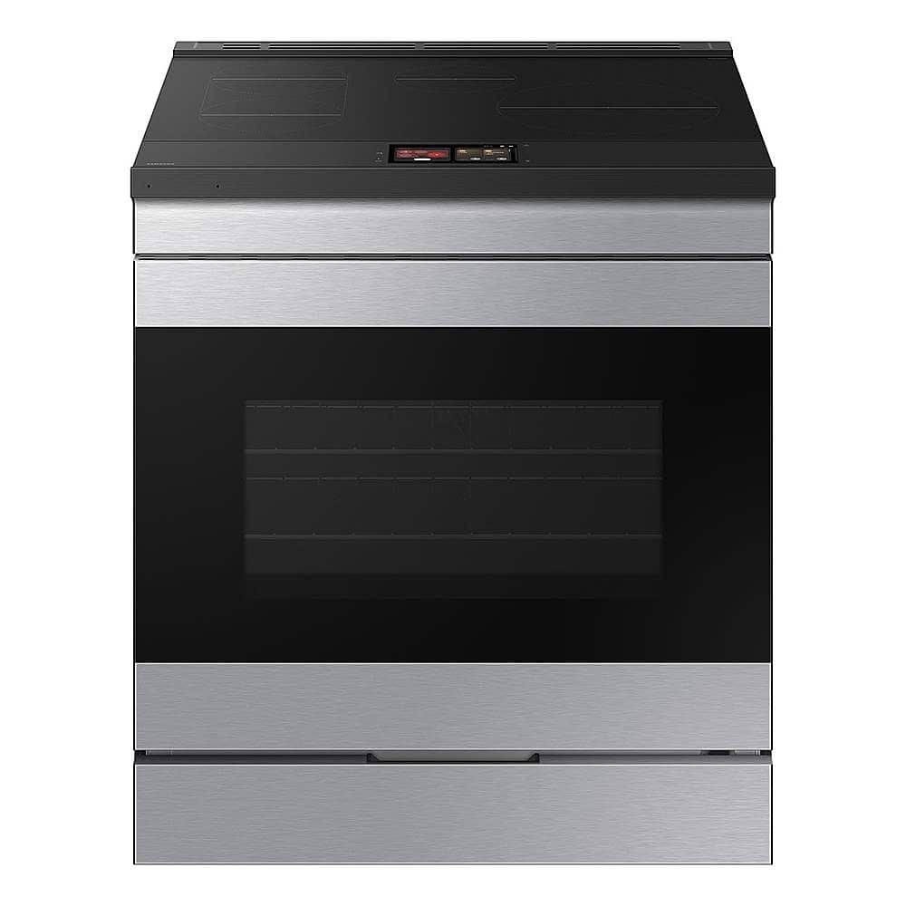 Samsung - 30 in. Wide 4 Burner Bespoke 6.3 Cu. Ft. Slide-In Electric Induction Range with AI Home Display - Stainless Steel