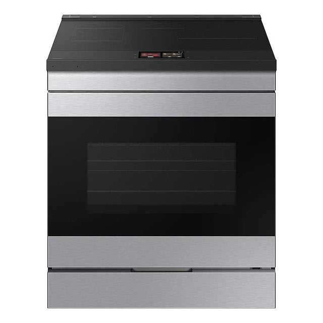 Front. Samsung - Bespoke 6.3 Cu. Ft. Slide-In Electric Induction Range with AI Home Display - Stainless Steel.