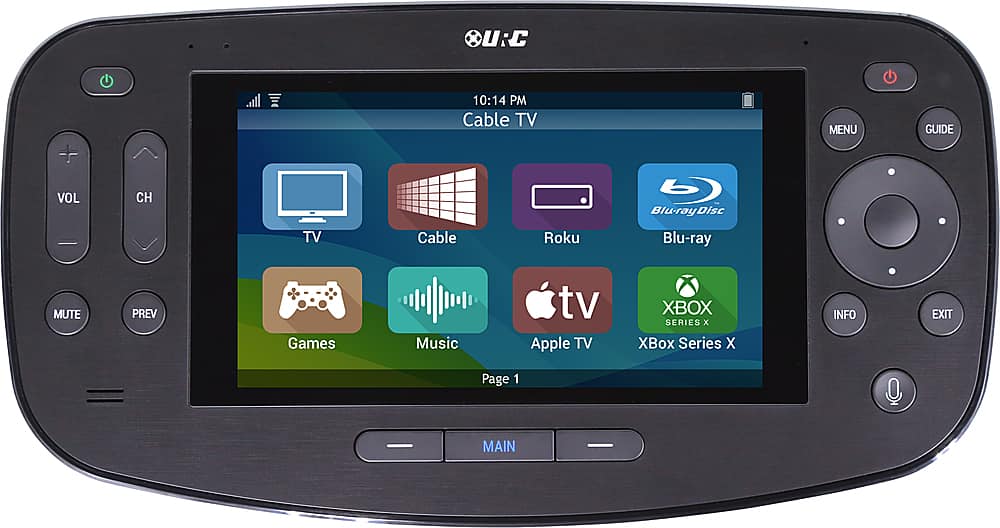 Universal Remote Control - Touch Screen Handheld Remote with Microphone - Black