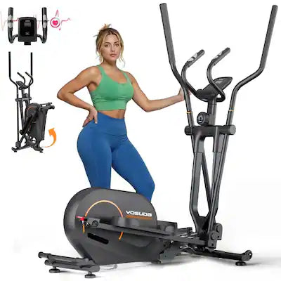 FED Fitness - Foldable Elliptical Machine Only 2 sq ft, 12.2IN Stride Folding Elliptical for Home, Compact Elliptical for Small Spaces