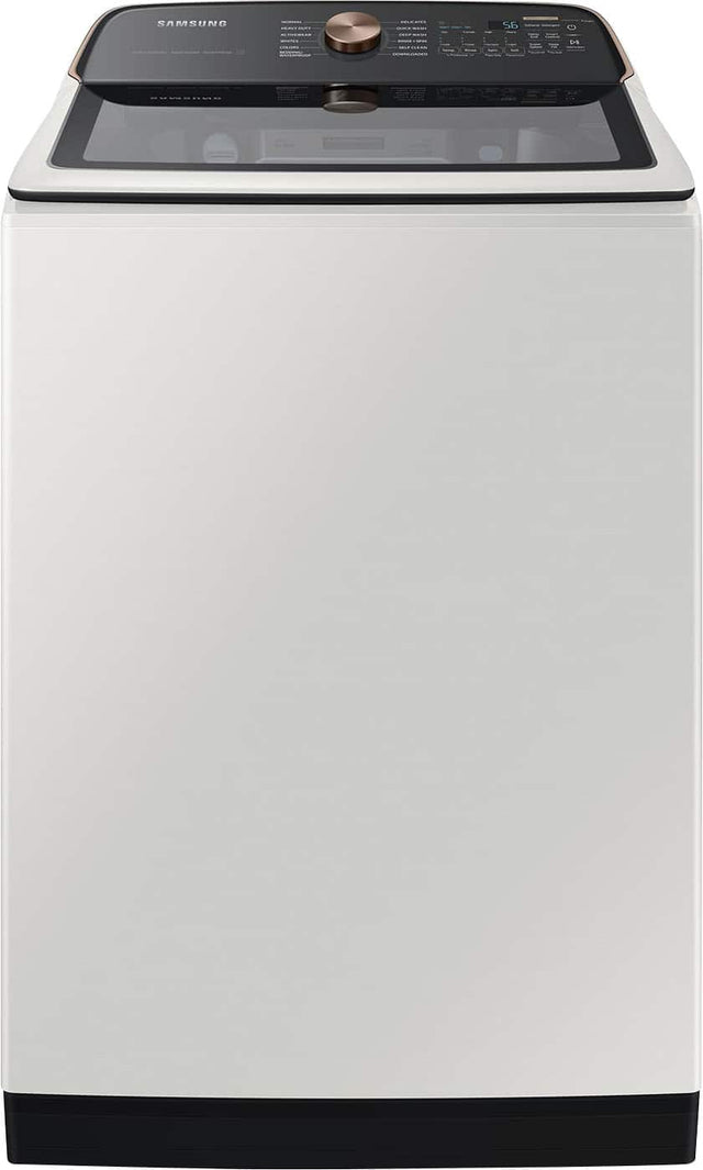 Front. Samsung - 5.5 Cu. Ft. High-Efficiency Smart Top Load Washer with Auto Dispense System - Ivory.