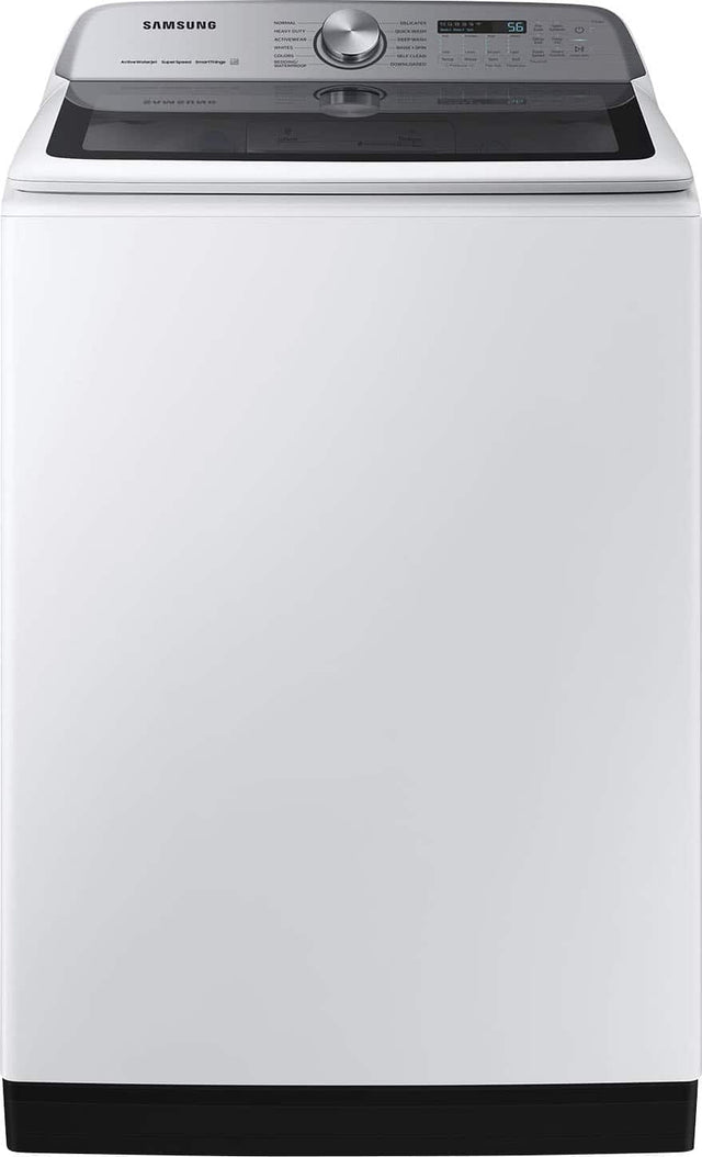 Front. Samsung - 5.2 Cu. Ft. High-Efficiency Smart Top Load Washer with Super Speed Wash - White.