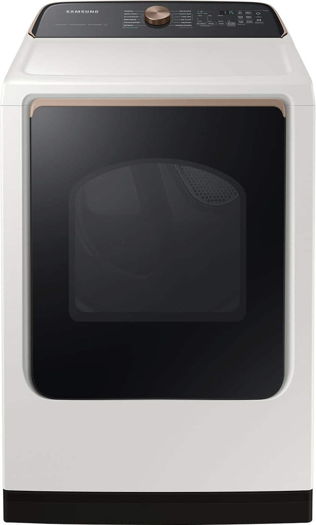 Front. Samsung - 7.4 Cu. Ft. Smart Electric Dryer with Steam and Sensor Dry - Ivory.