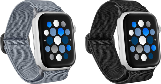 Angle. Best Buy essentials™ - Nylon Band for Apple Watch 42mm, 44mm, 45mm, SE, Ultra 49mm and Ultra 2 49mm (2-Pack) - Black & Gray.