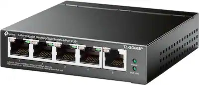 TP-Link - 5-Port Gigabit (10/100/1000Mbps) Desktop Unmanaged PoE Switch