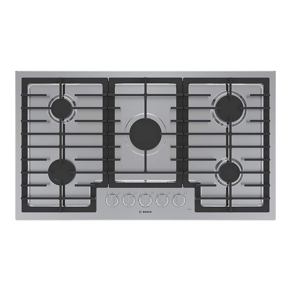 Bosch - 500 Series 36" Built-In Gas Cooktop with 5 burners and LP Conversion - Stainless Steel