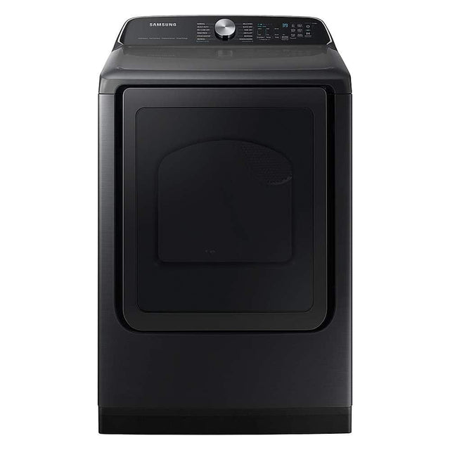 Front. Samsung - Open Box 7.4 Cu. Ft. Smart Gas Dryer with Steam Sanitize+ - Black.