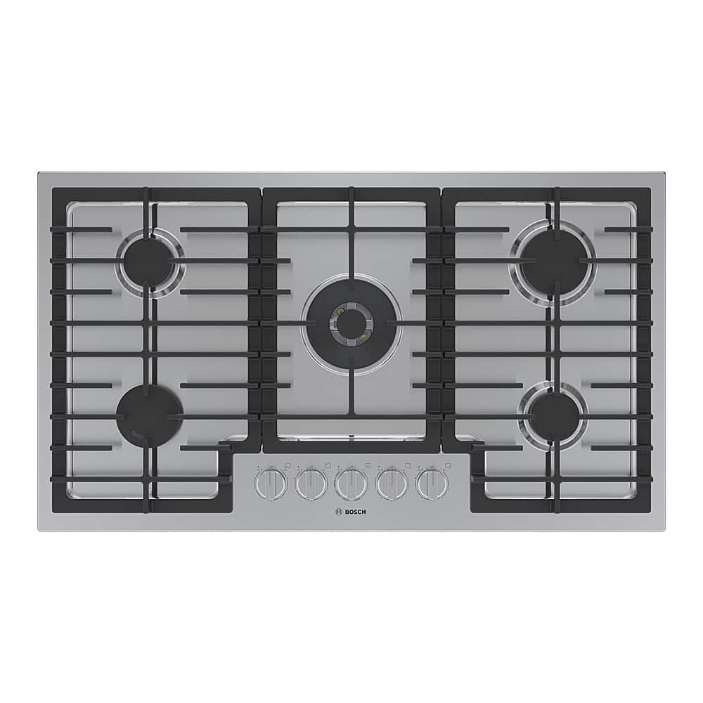 Bosch - 800 Series 36" Built-In Gas Cooktop with 5 Burners, FlameSelect, and LP Conversion - Stainless Steel