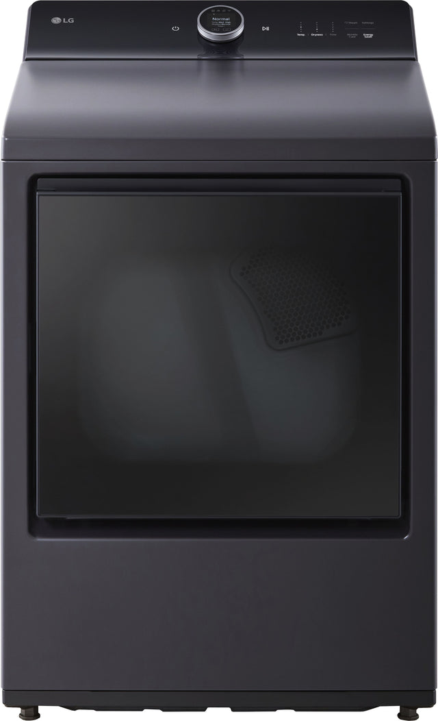 Front. LG - 7.3 Cu. Ft. Smart Electric Dryer with Steam and EasyLoad Door - Matte Black.