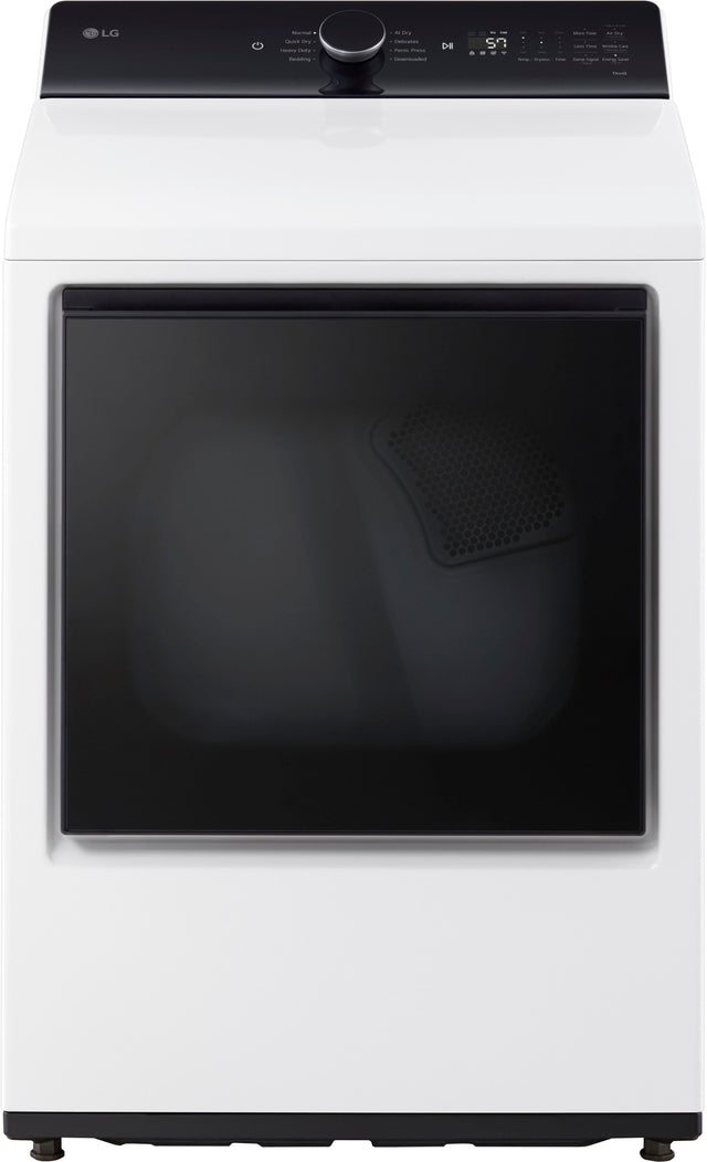 Front. LG - 7.3 Cu. Ft. Smart Electric Dryer with EasyLoad Door - Alpine White.