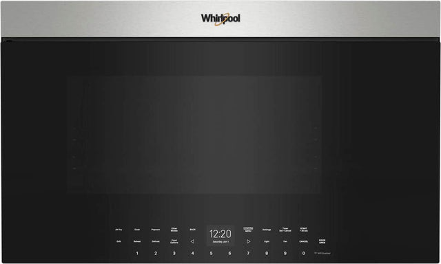 Front. Whirlpool - 1.1 Cu. Ft. Over the Range Microwave with Flush Built-In Design - Stainless steel.