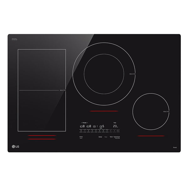LG - 30-in Wide Built-In Electric Induction Smart Cooktop with 4 Elements and UltraHeat 5.0kW Element - Black Ceramic