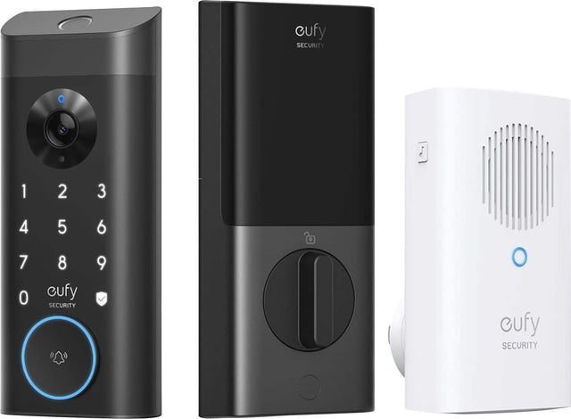 Front. eufy Security - Smart Lock E330 with Chime WiFi Replacement Deadbolt with eufy App|Keypad|Biometric Access - Light Gray.