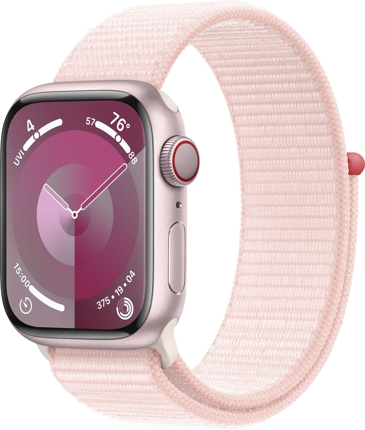 Apple Watch Series 9 GPS + Cellular 41mm  Aluminum Case with Light Pink Sport Loop - Pink - (2023)
