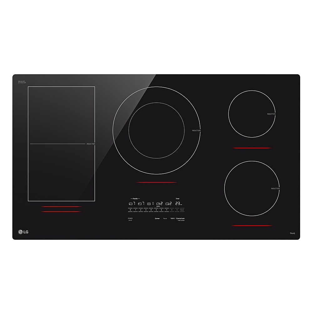 LG - 36-in Wide Built-In Electric Induction Smart Cooktop with 5 Elements and UltraHeat 5.0kW Element - Black Ceramic