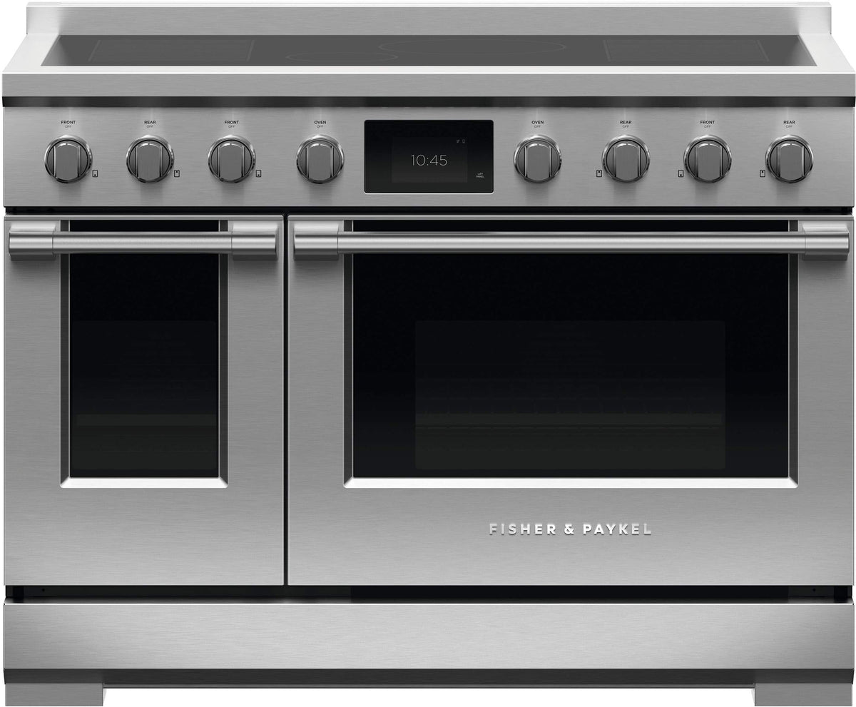 Fisher & Paykel - 48 in. Wide 6 Elements Professional 6.9 cu ft freestanding electric induction range, self-cleaning - Stainless Steel