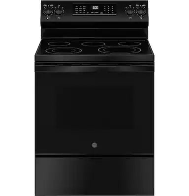 GE - 30 in. Wide 5 Elements 5.3 Cu. Ft. Freestanding Electric Convection Range with Steam Cleaning and EasyWash Tray