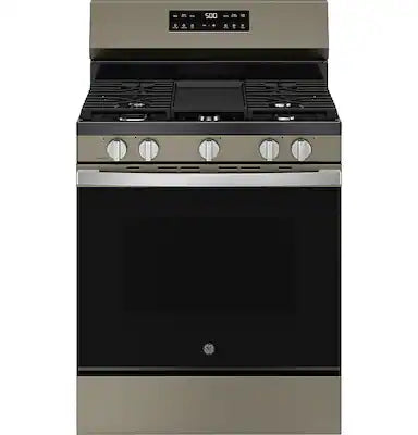 GE - 30 in. Wide 5 Burners 5.3 Cu. Ft. Freestanding Gas Range with Self-Clean and Steam Cleaning Option and Crisp Mode