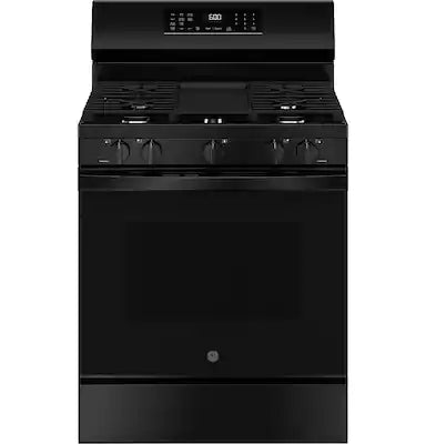GE - 30 in. Wide 5 Burners 5.3 Cu. Ft. Freestanding Gas Convection Range with Steam Cleaning and EasyWash Oven Tray