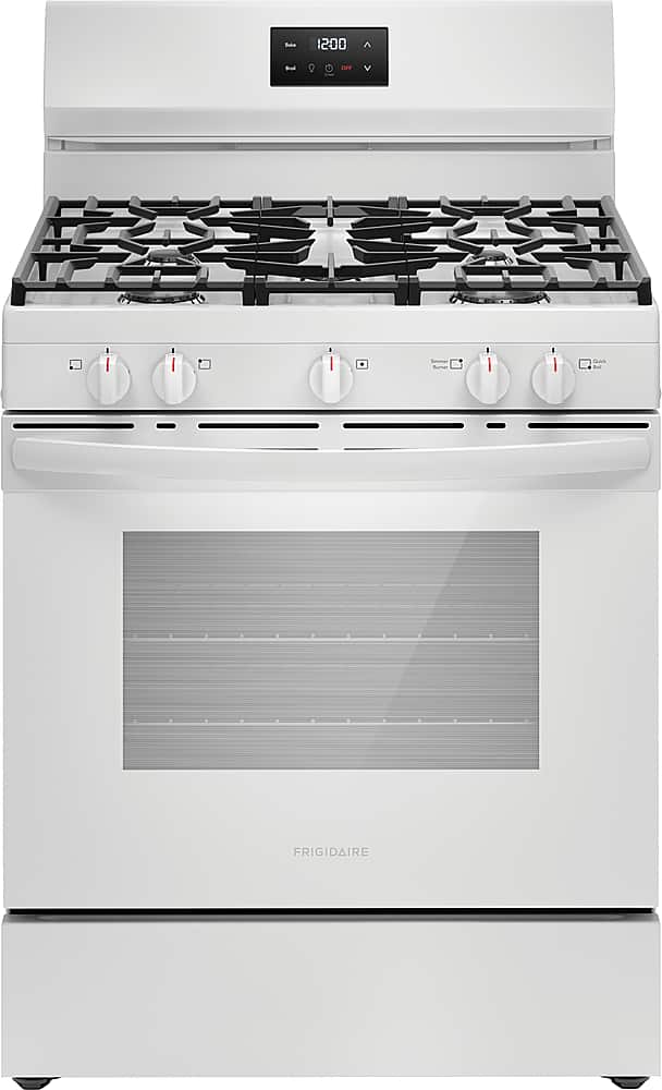 Frigidaire - 30 in. Wide 5 burners  5.1 Cu. Ft. Freestanding Gas Range with Quick Boil Burner - White