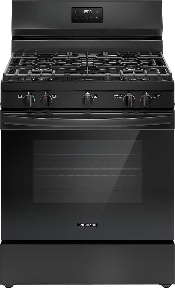 Front. Frigidaire - Frigidaire 5.1 Cu. Ft Freestanding Gas Range with Quick Boil Burner - Black.