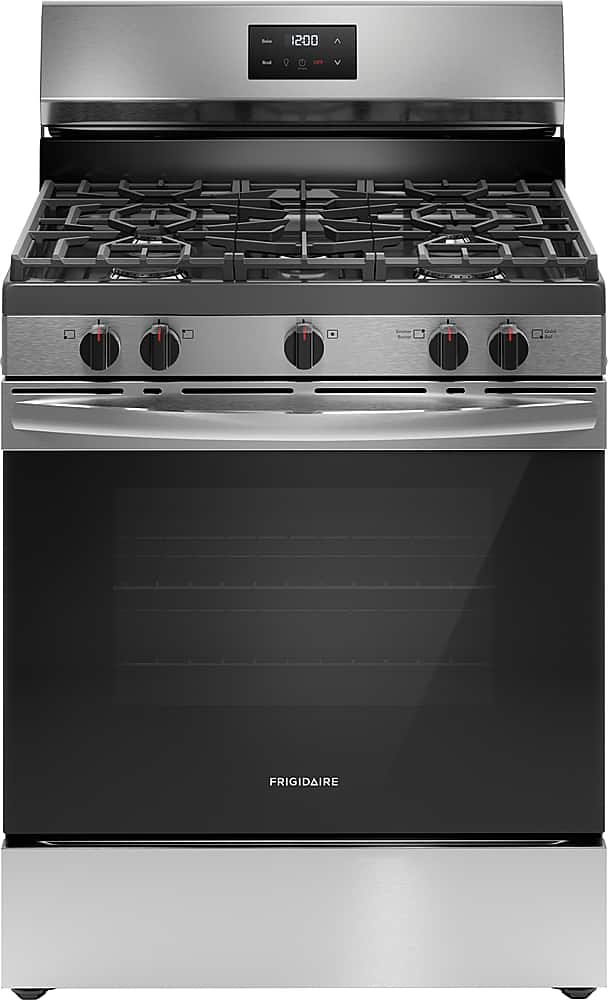 Frigidaire - 30 in. Wide 5 burners 5.1 Cu. Ft Freestanding Gas Range with Quick Boil Burner - Stainless Steel