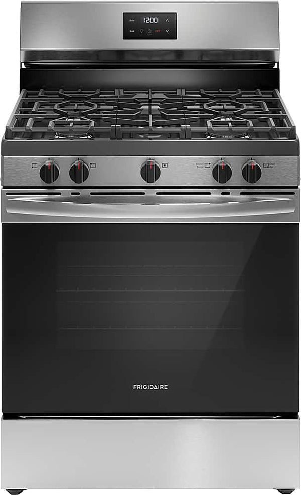 Frigidaire - 30 in. Wide 5 burners 5.1 Cu. Ft Freestanding Gas Range with Quick Boil Burner - Stainless Steel