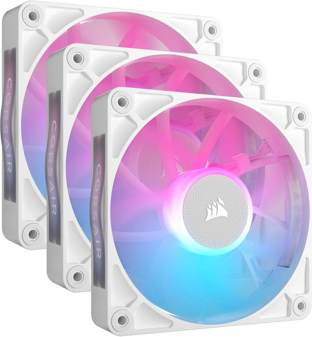 Front. CORSAIR - iCUE LINK RX120 RGB 120mm PWM Computer Case Fan Starter Kit (3-pack) - White.