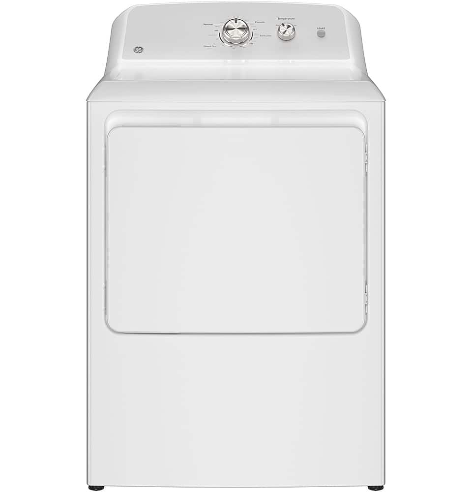 GE - 6.2 Cu. Ft. Gas Dryer with Shallow Depth Design - White with Silver Matte