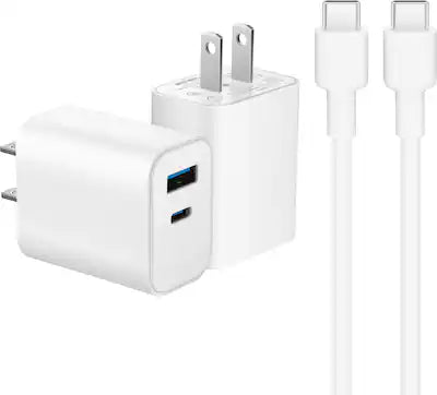 Best Buy essentials™ - 20W Dual-Port Wall Charging Kit for USB-C Smartphones, Tablets and More (2 Pack)