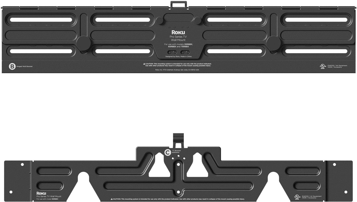 Roku - Wall Mount Kit for 75” Pro Series TV - Ultra-Slim with Minimalist, Flat Design - Hinged Mount for Easy Access to Cables - Black